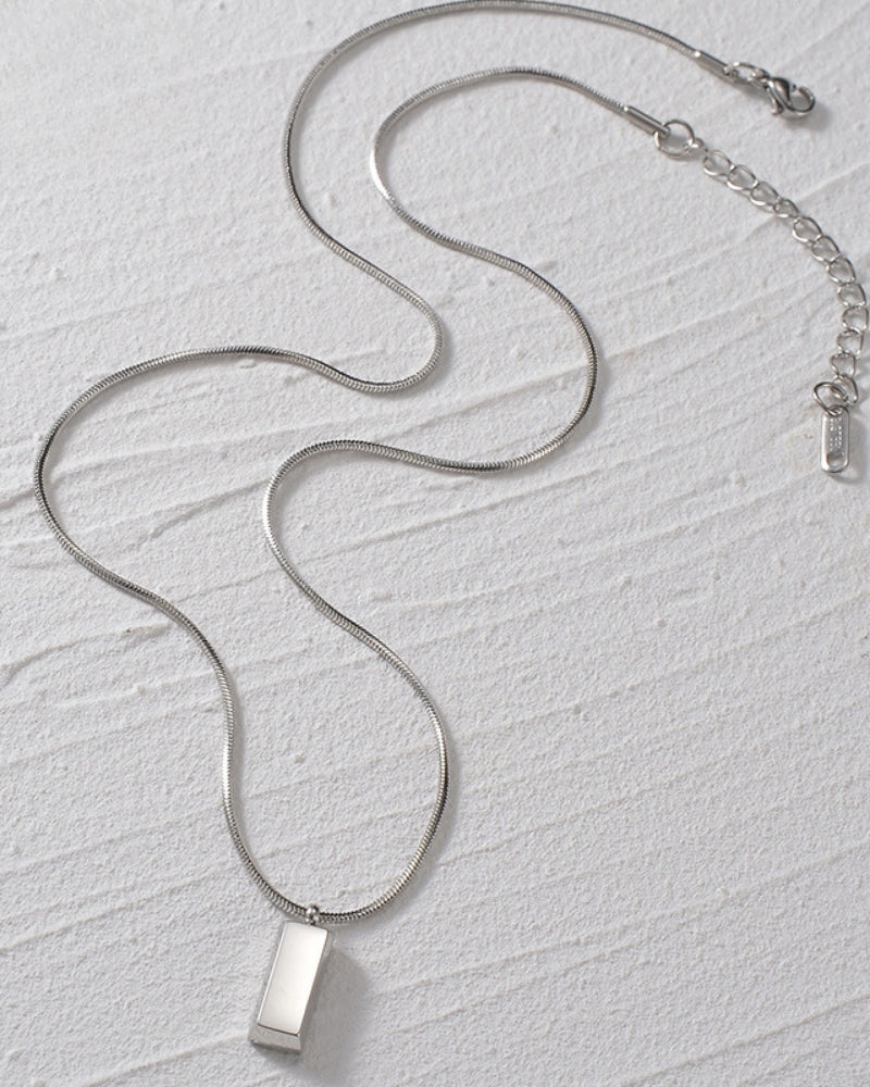 Axis Tag Pendant – Minimalist Steel Necklace for Men