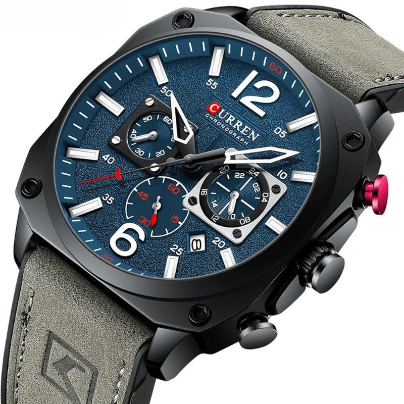 Business Leather Quartz Waterproof Wrist Men's Watch