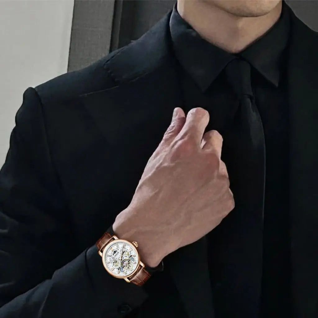 Business Leather Band Mechanical Automatic Men's Watch