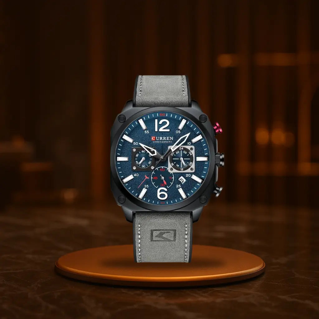 Business Leather Quartz Waterproof Wrist Men's Watch