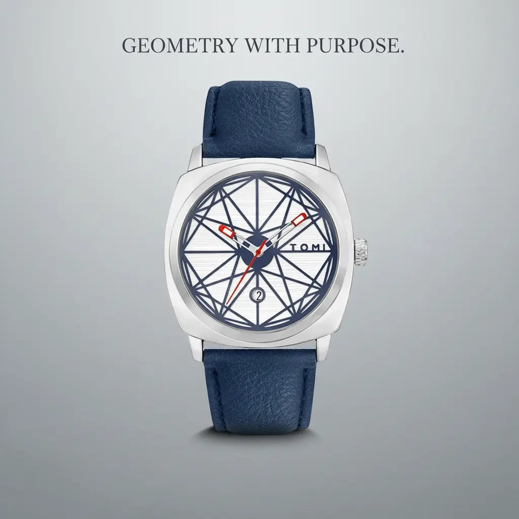 HOVX Compassline – Geometric Minimalist Leather Watch