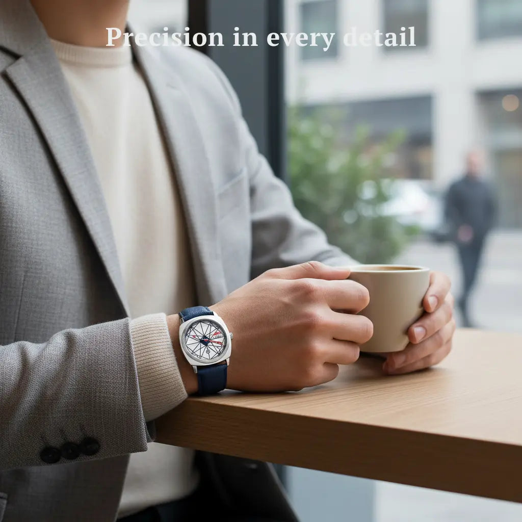 HOVX Compassline – Geometric Minimalist Leather Watch