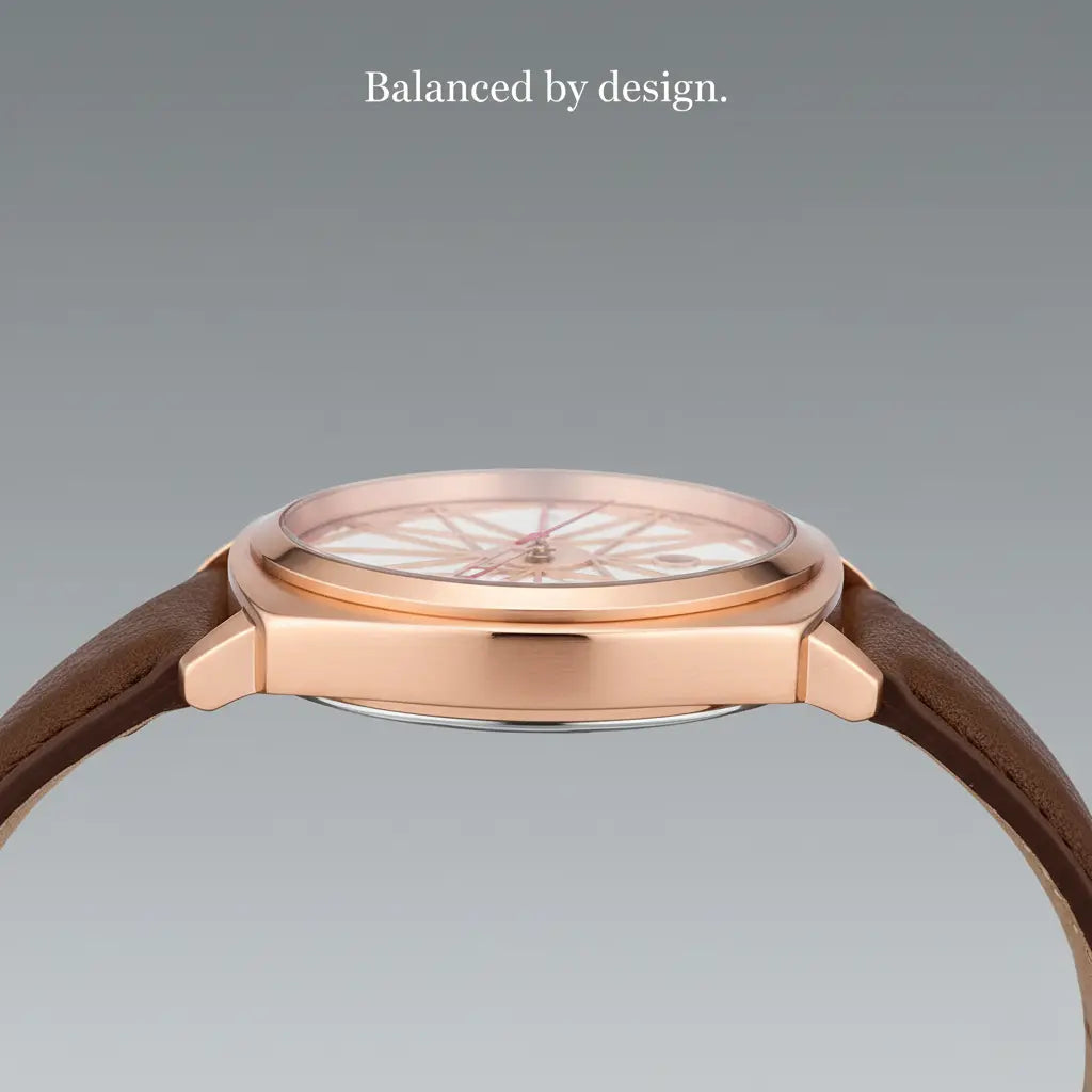 HOVX Compassline – Geometric Minimalist Leather Watch