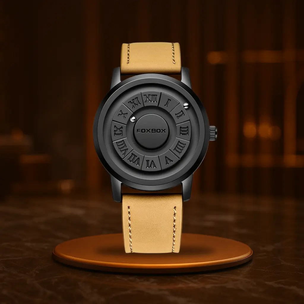 HOVX Eclipse Vortex – Men’s Quartz Leather Watch