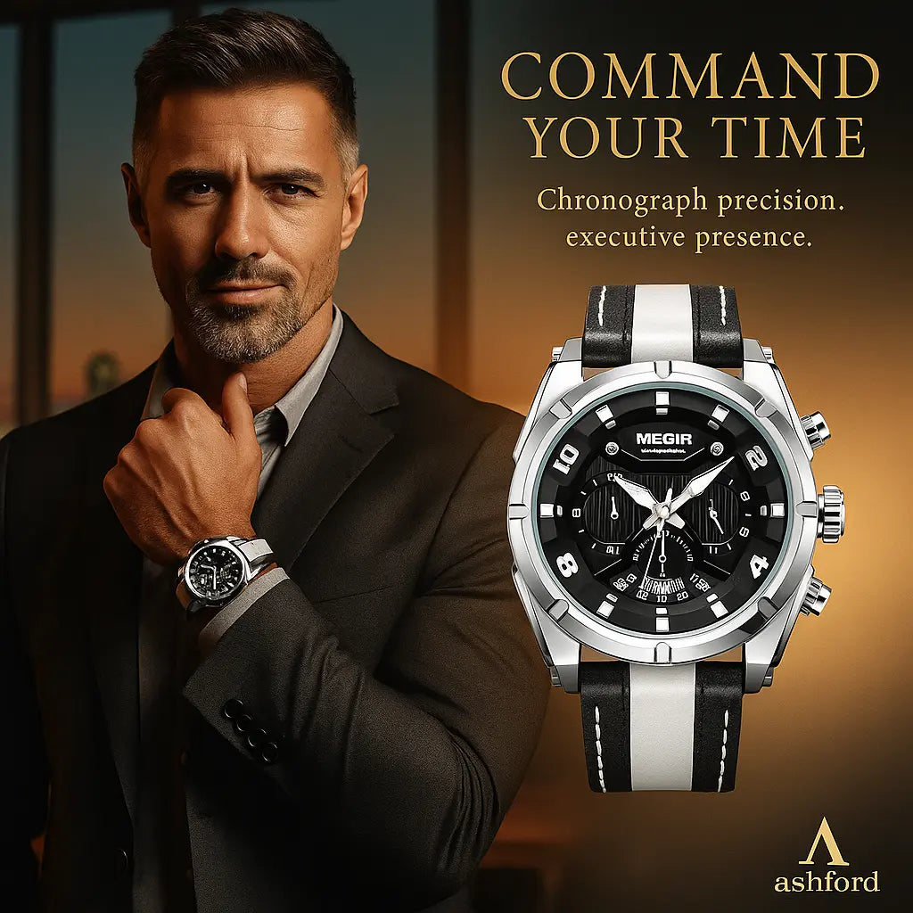 Luxury Leather Military Sport Chronograph Men's Watch