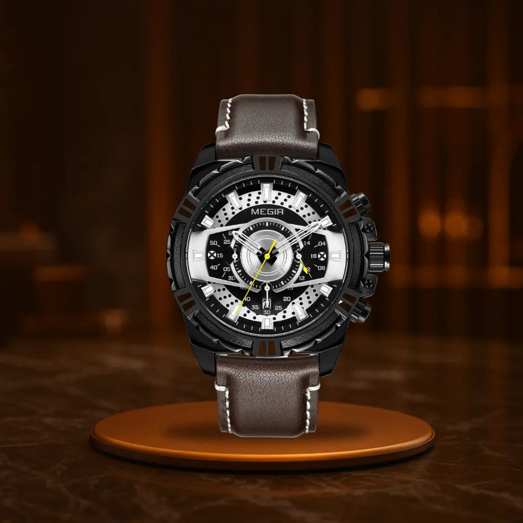 Luxury Quartz Chronograph Military Sport Leather Men's Watch