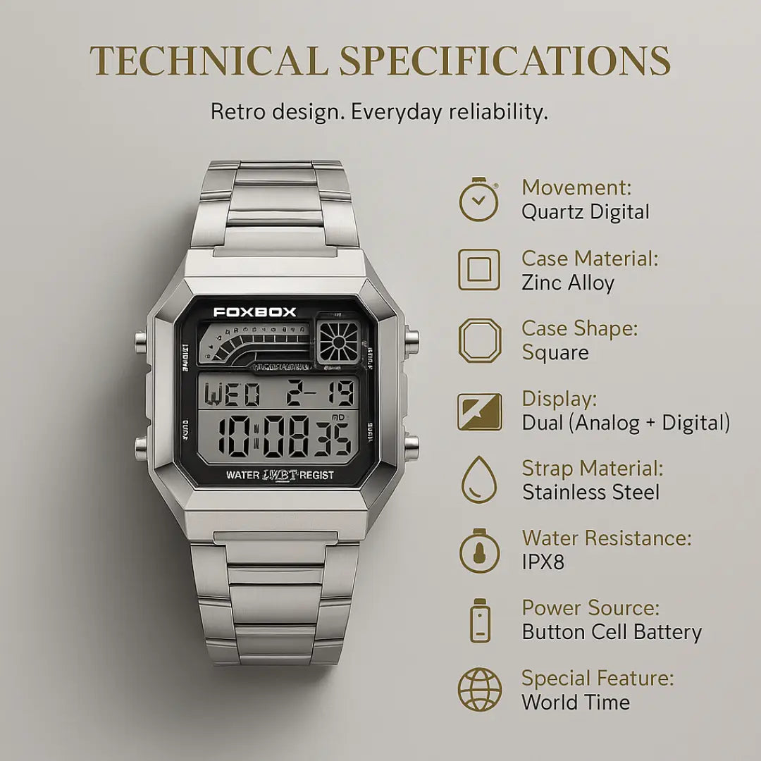 RetroSquare Digital Watch