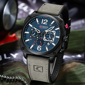 Business Leather Quartz Waterproof Wrist Men's Watch