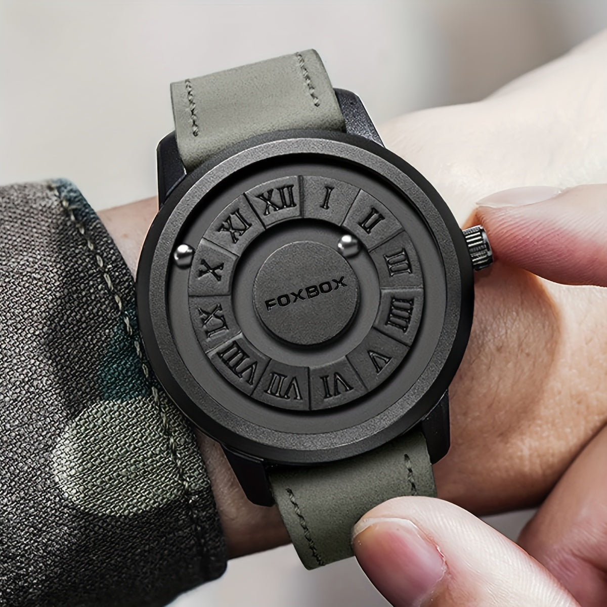 HOVX Eclipse Vortex – Men’s Quartz Leather Watch