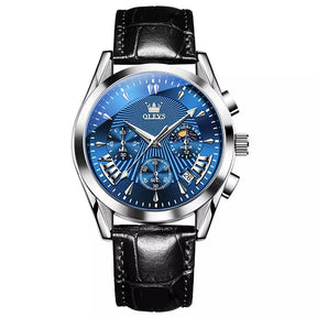 Quartz Men's Watch with Genuine Leather Band