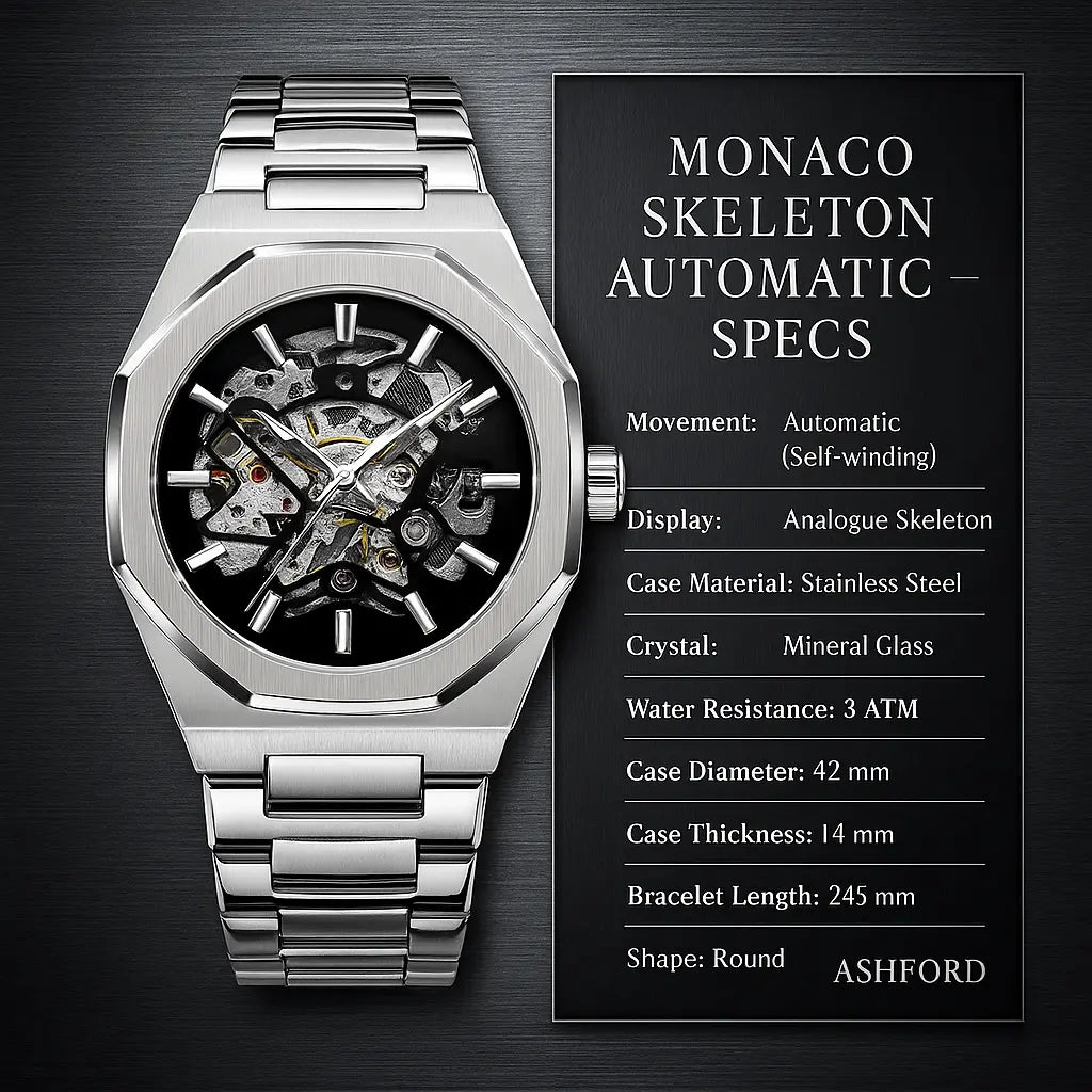 Monaco Skeleton Automatic Watch
