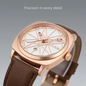 HOVX Compassline – Geometric Minimalist Leather Watch