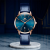 HOVX Leather Strap Auto Date Quartz Dress Watch