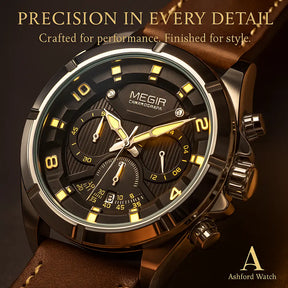 Luxury Leather Military Sport Chronograph Men's Watch