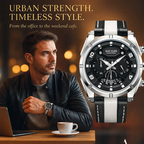 Luxury Leather Military Sport Chronograph Men's Watch