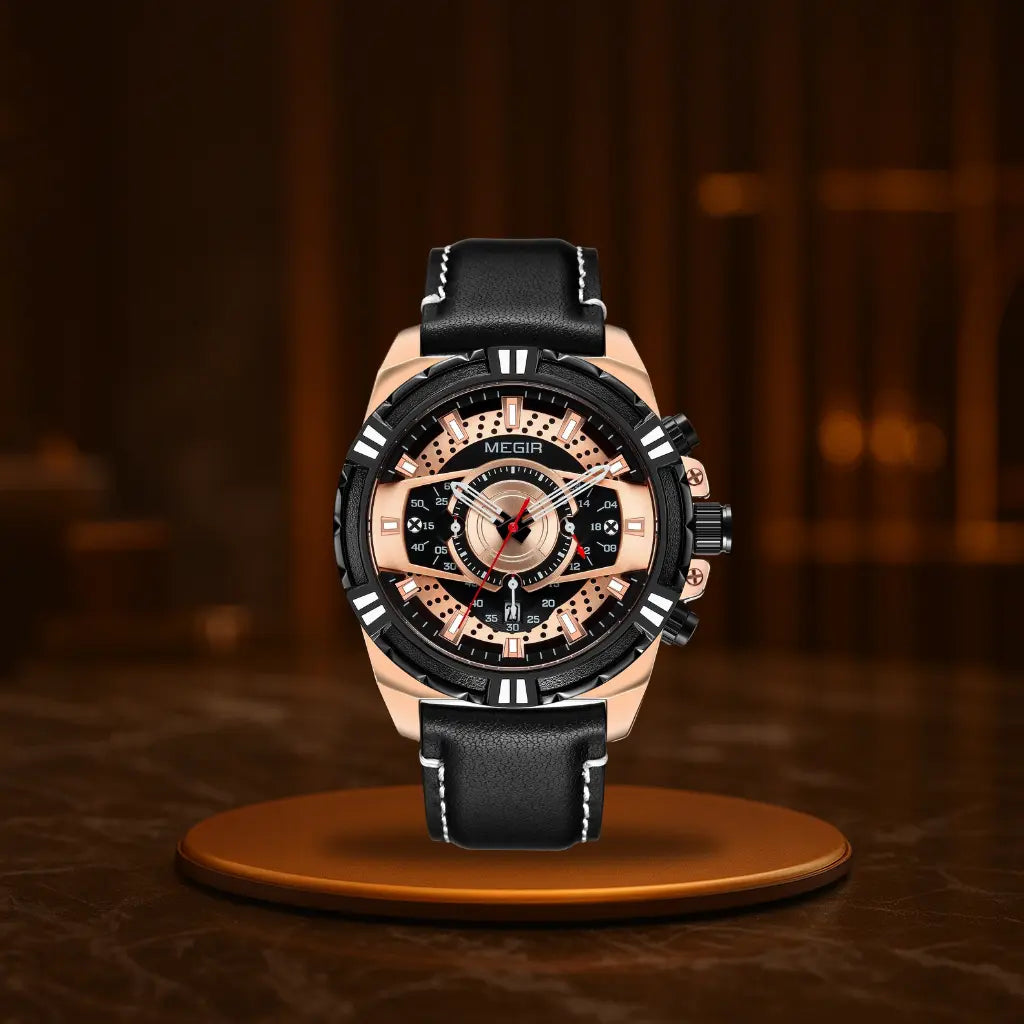 Luxury Quartz Chronograph Military Sport Leather Men's Watch