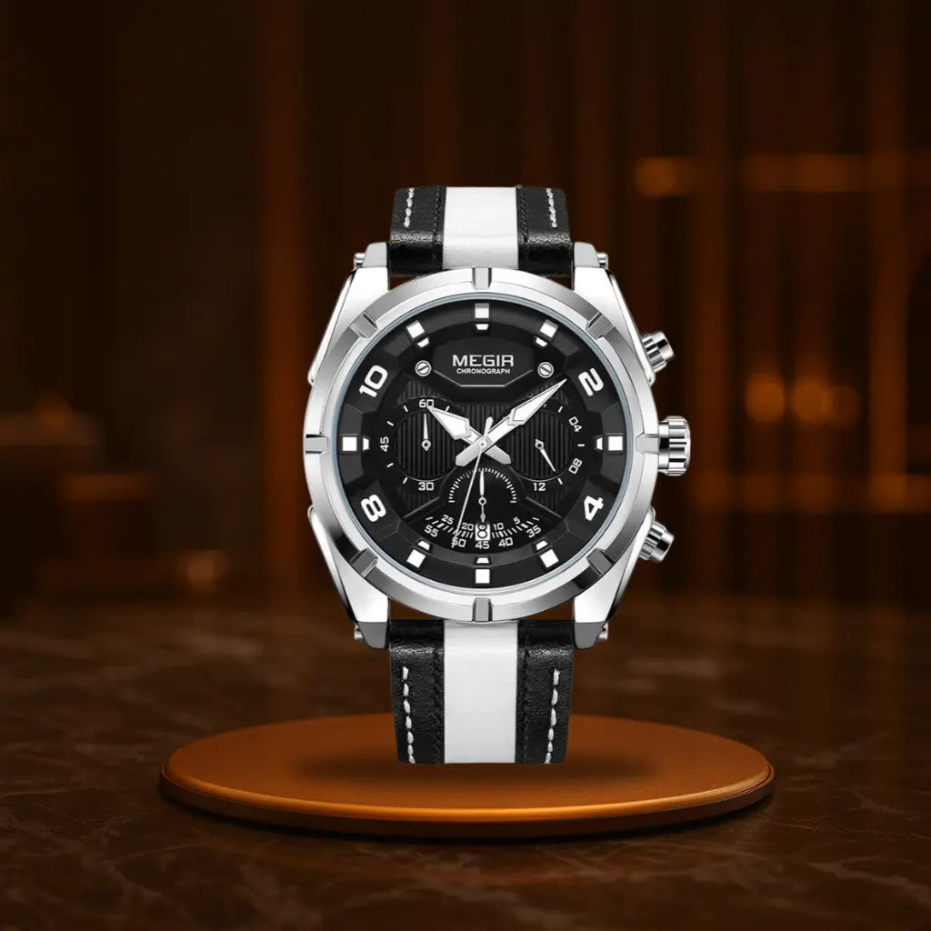 Luxury Leather Military Sport Chronograph Men's Watch