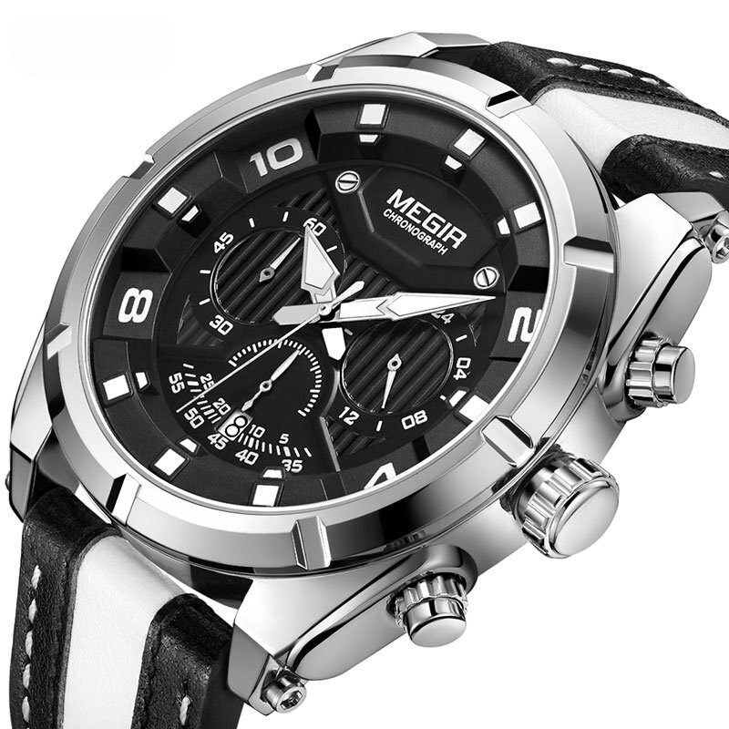Luxury Leather Military Sport Chronograph Men's Watch