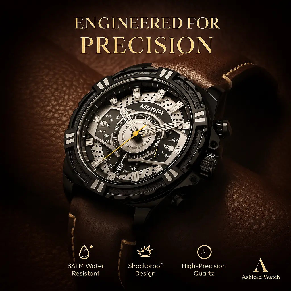 Luxury Quartz Chronograph Military Sport Leather Men's Watch