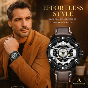 Luxury Quartz Chronograph Military Sport Leather Men's Watch