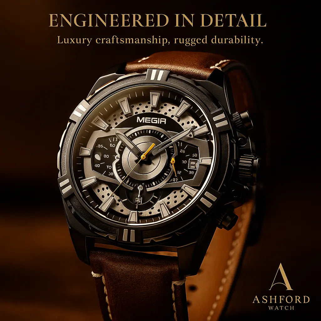 Luxury Quartz Chronograph Military Sport Leather Men's Watch