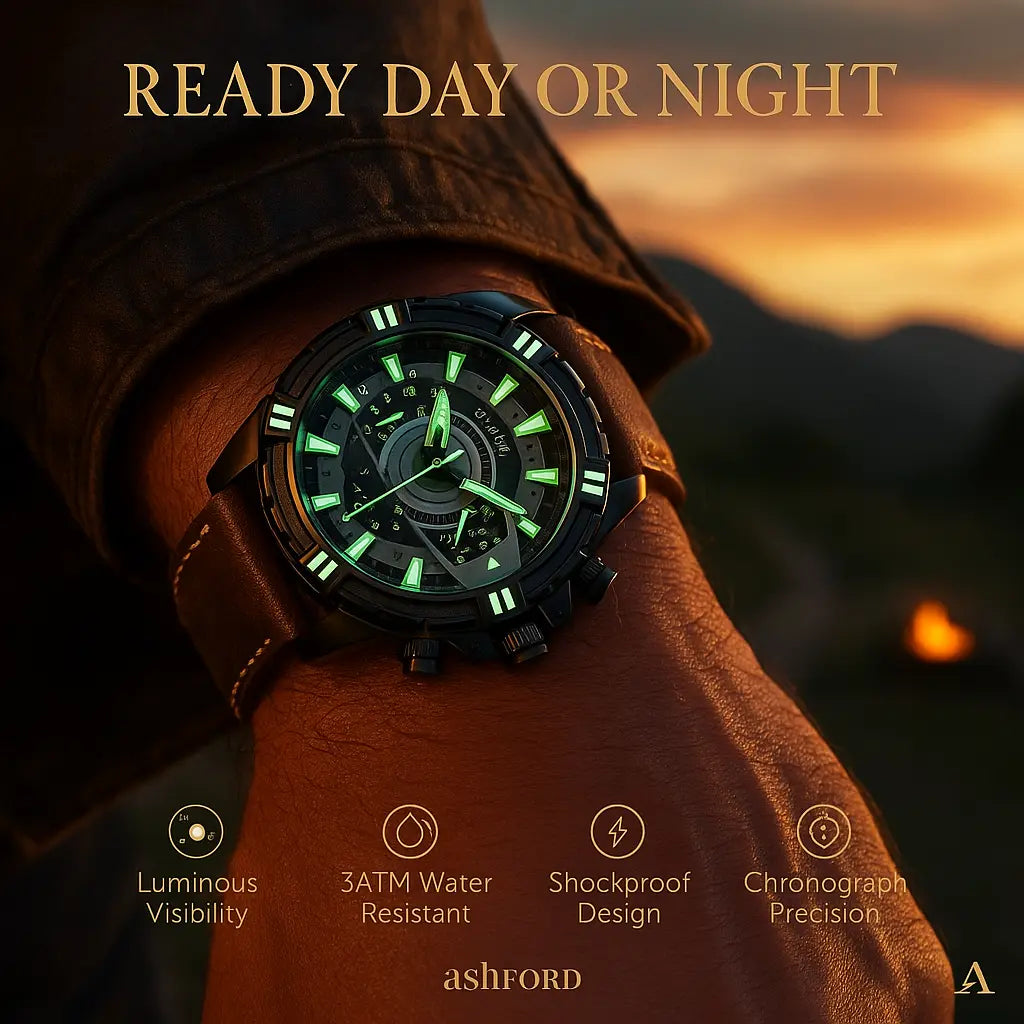 Luxury Quartz Chronograph Military Sport Leather Men's Watch