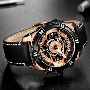 Luxury Quartz Chronograph Military Sport Leather Men's Watch