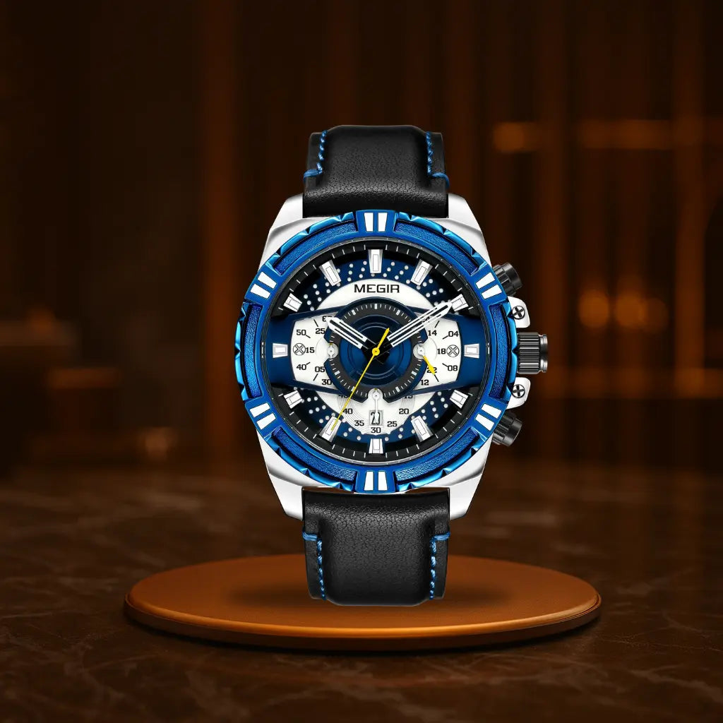Luxury Quartz Chronograph Military Sport Leather Men's Watch