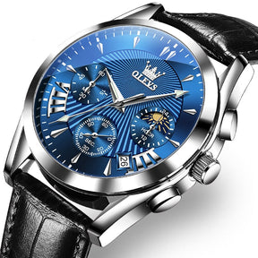 Quartz Men's Watch with Genuine Leather Band