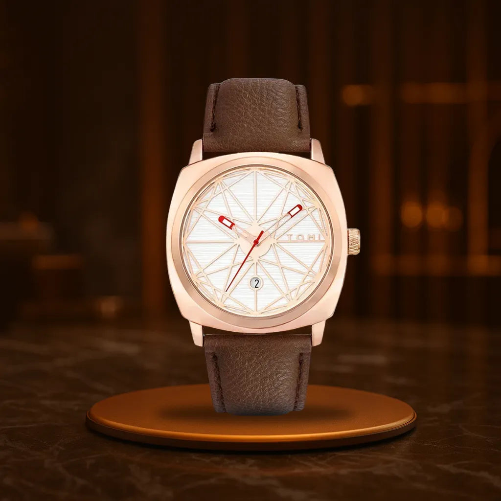 HOVX Compassline – Geometric Minimalist Leather Watch