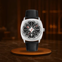 HOVX Compassline – Geometric Minimalist Leather Watch