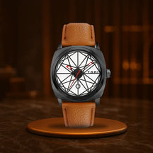 HOVX Compassline – Geometric Minimalist Leather Watch