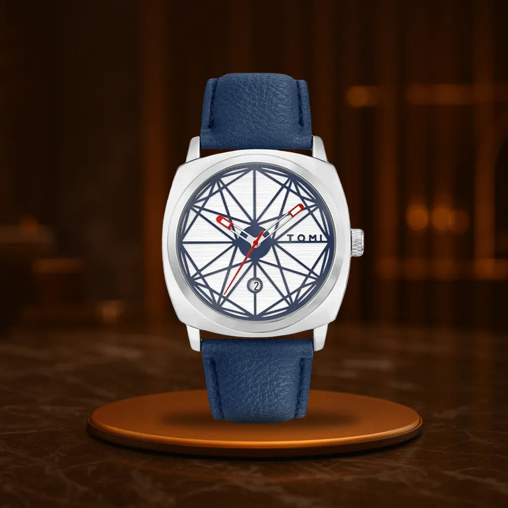 HOVX Compassline – Geometric Minimalist Leather Watch