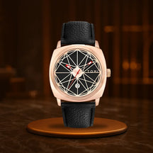 HOVX Compassline – Geometric Minimalist Leather Watch