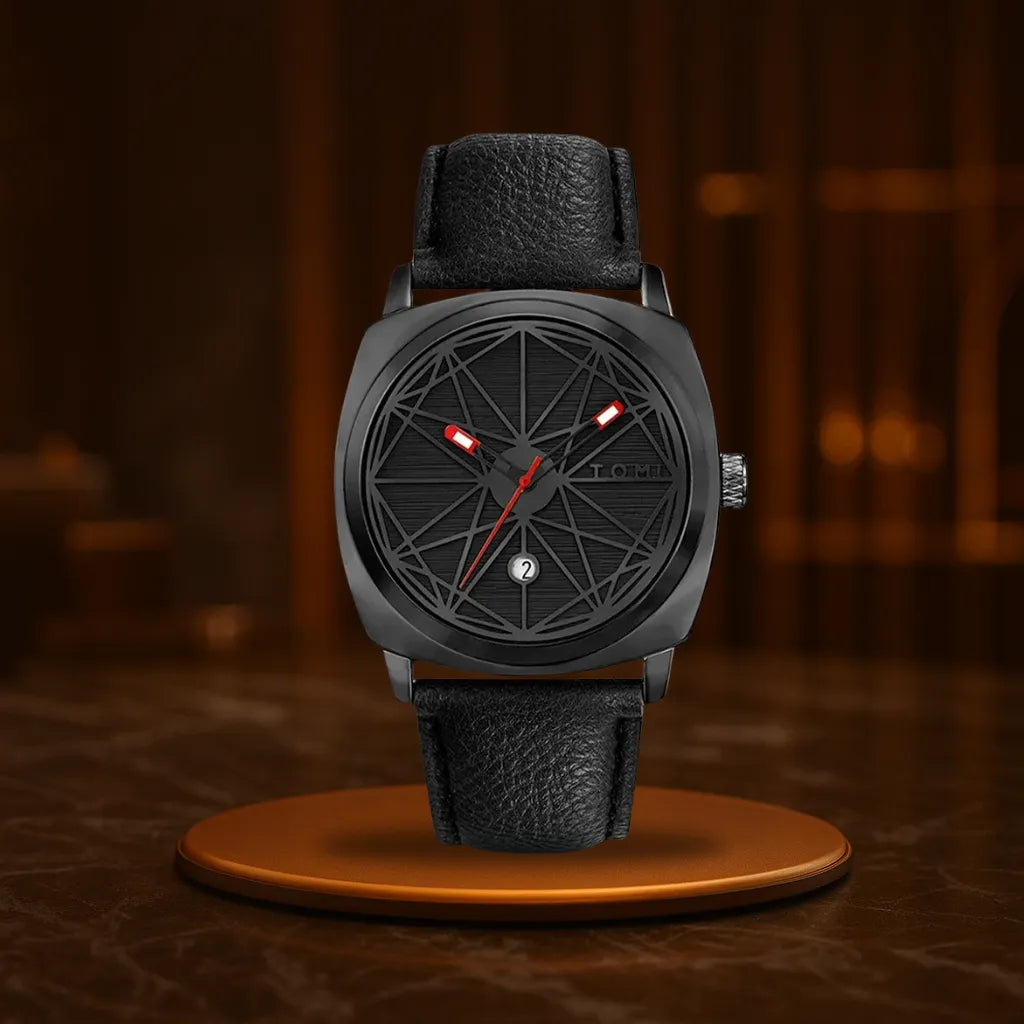 HOVX Compassline – Geometric Minimalist Leather Watch