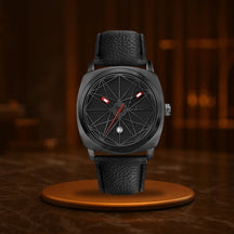 HOVX Compassline – Geometric Minimalist Leather Watch