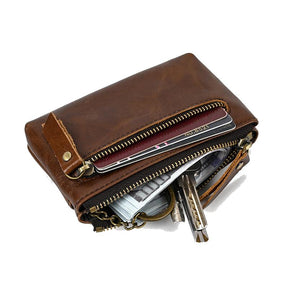 Vintage Cowhide Multi-Layer Mini Wallet
