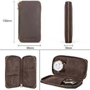Vintage Handmade Leather Watch Storage Bag